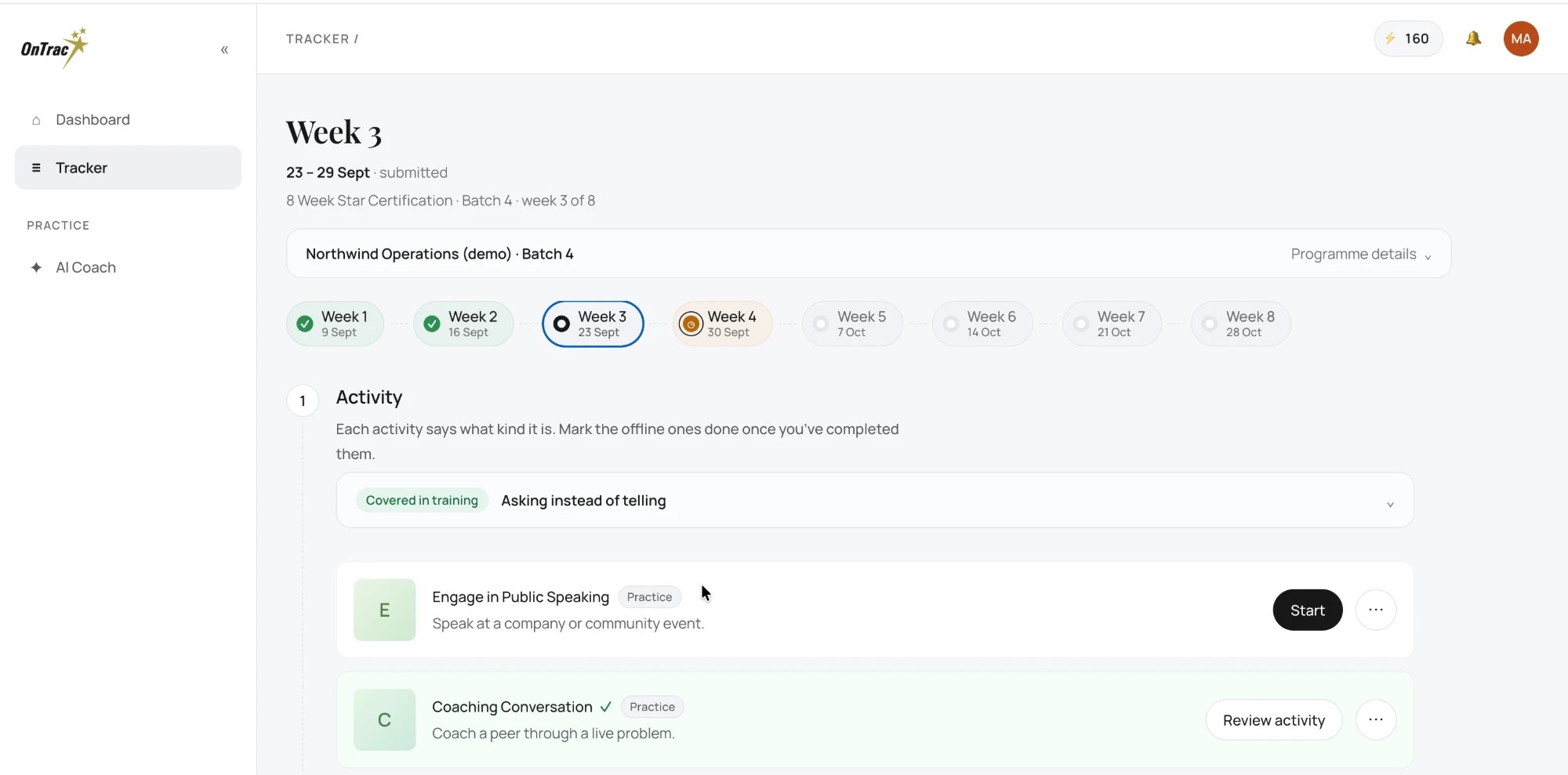 StarTrac &mdash; the weekly tracker and its activities
